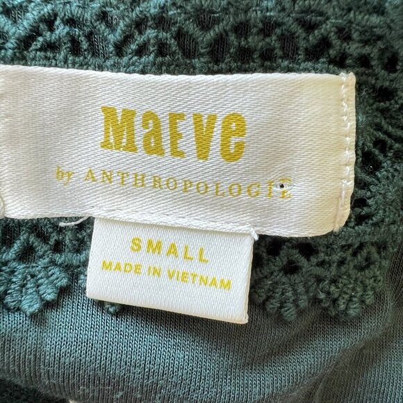 Maeve by Anthropologie Size Small Green White Faux Wrap Dress Malta Belted - Picture 6 of 7